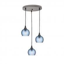 Bicycle Glass X3-763CELSTB-RND01-BNZ-X4-04W - 763 Celestial: 3 Pendant Cascade Chandelier