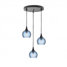 Bicycle Glass X3-763CELSTB-RND01-BLK-X4-04W - 763 Celestial: 3 Pendant Cascade Chandelier