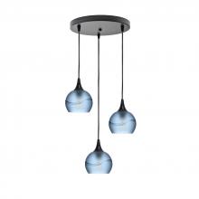 Bicycle Glass X3-763GLASTB-RND01-BLK-X4-04W - 763 Glacial: 3 Pendant Cascade Chandelier