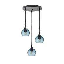 Bicycle Glass X3-763LUNGRA-RND01-BLK-X4-04W - 763 Lunar: 3 Pendant Cascade Chandelier