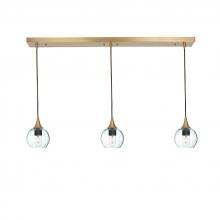 Bicycle Glass X3-763LUNCLR-LIN01-BRS-X4-04W - 763 Lunar: 3 Pendant Linear Chandelier