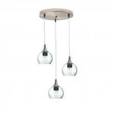 Bicycle Glass X3-763SPNCLR-RND01-BNI-X4-04W - 763 Spun: 3 Pendant Cascade Chandelier