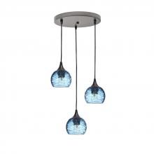 Bicycle Glass X3-763SPNSTB-RND01-BNZ-X4-04W - 763 Spun: 3 Pendant Cascade Chandelier