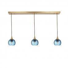 Bicycle Glass X3-763SPNSTB-LIN01-BRS-X4-04W - 763 Spun: 3 Pendant Linear Chandelier