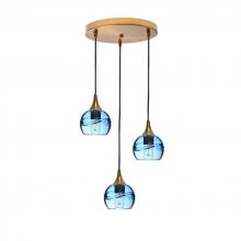 Bicycle Glass X3-763SWLSTB-RND01-BRS-X4-04W - 763 Swell: 3 Pendant Cascade Chandelier