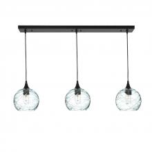 Bicycle Glass X3-767SPNCLR-LIN01-BLK-X4-04W - 767 Spun: 3 Pendant Linear Chandelier