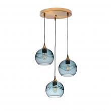 Bicycle Glass X3-767SWLGRA-RND01-BRS-X4-04W - 767 Swell: 3 Pendant Cascade Chandelier