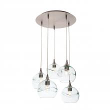 Bicycle Glass X5-767SWLCLR-RND01-BNI-X4-04W - 767 Swell: 5 Pendant Cascade Chandelier