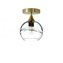 Bicycle Glass X1-767SWLCLR-SEM01-BRS-XX-04W - 767 Swell: Semi Flush Light - Eco Clear / Polished Brass