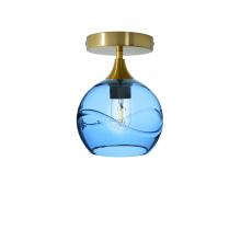 Bicycle Glass X1-767SWLSTB-SEM01-BRS-XX-04W - 767 Swell: Semi Flush Light - Steel Blue / Polished Brass