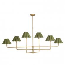 Regina Andrew CA 16-1454NB-GRN - Polly Metal Chandelier (Natural Brass with Green Scalloped Shade)