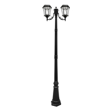 Gama Sonic CA 94B002 - Victorian Bulb Double Headed Solar Lamp Post with GS Solar LED Light Bulb - Black Finish