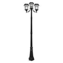 Gama Sonic CA 94B003 - Victorian Bulb Triple Headed Solar Lamp Post with GS Solar LED Light Bulb - Black Finish