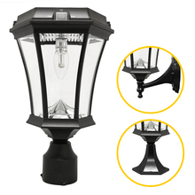 Gama Sonic CA 94B033 - Victorian Bulb Solar Light with GS Solar LED Light Bulb Wall Pier 3 Inch Fitter Mounts Black Finish