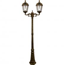 Gama Sonic CA 98B302 - Royal Bulb Double Head Lamp Post with GS Solar LED Light Bulb- Weathered Bronze Finish