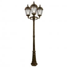 Gama Sonic CA 98B303 - Royal Bulb Triple Head Lamp Post with GS Solar LED Light Bulb - Weathered Bronze Finish