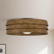 Eileen Grays LLC A560701CA110V - Parrot Uncle 22" Brown Integrated LED Wood Flush Mount Caged 3-Blade Ceiling Fan, Farmhouse