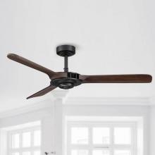 Eileen Grays LLC AT52-01-02B - Parrot Uncle 52 in. Brown Solid Wood 3-Blade Ceiling Fan, Farmhouse