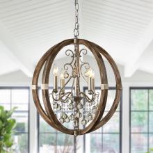 Eileen Grays LLC 8816-4110V - Parrot Uncle 9" Distressed Brown 4-Light Caged Chandelier, Mid-Century Modern