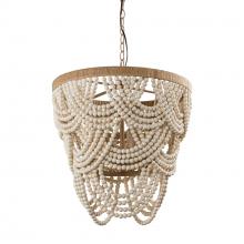 Eileen Grays LLC BB8827-4 - Parrot Uncle 20" Natural Wood Beaded Tiered 4-Light Chandelier with Rope Accents, Boho