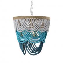 Eileen Grays LLC BB8828-4 - Parrot Uncle 20" Ombre Wood Beaded 4-Light Tiered Chandelier with Rope Accents, Boho