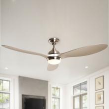 Eileen Grays LLC BBHTD20166E - Parrot Uncle 56 in. Brushed Nickel Downrod Mount LED Ceiling Fan, Modern