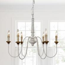 Eileen Grays LLC BBW9197-6 - Parrot Uncle 31" Distressed White 6-Light Chandelier Dining Room Light, Farmhouse