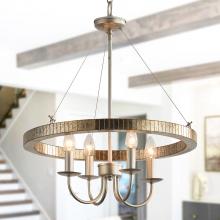 Eileen Grays LLC BBW9592-4 - Parrot Uncle 20" Brushed Nickel Wagon Wheel Candle Style 4-Light Chandelier, Farmhouse