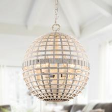 Eileen Grays LLC BBW9616-6 - Parrot Uncle 16" Antique White Metal Cage 6-Light Globe Chandelier Pendant Light, Farmhouse