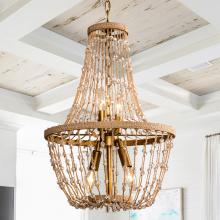 Eileen Grays LLC BBW9635-4 - Parrot Uncle 20" Antique Gold Rope Empire 4-Light Chandelier with Crystal Accents Antique, Farmh