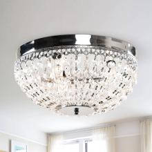 Eileen Grays LLC C2265110V - Parrot Uncle 13.8" 3-Light Chrome Glam Flush Mount Ceiling Light with Crystal Shade, Modern