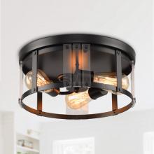 Eileen Grays LLC C2269110V - Parrot Uncle 13" Matte Black 3-Light Indoor Flush Mount Ceiling Light, Industrial