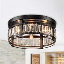 Eileen Grays LLC C2270110V - Parrot Uncle 13.3" Black 3-Light Crystal Flush Mount Ceiling Light, Modern