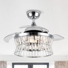 Eileen Grays LLC F3529CH110V - Parrot Uncle 36" Indoor Chrome Crystal Ceiling Fan Chandelier with Remote, Modern