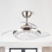 Eileen Grays LLC F3532SN110V - Parrot Uncle 36" Sand Nickel Retractable 3-Blade Chandelier Ceiling Fan, Integrated LED, Modern