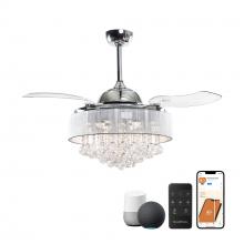 Eileen Grays LLC F4601WY-SMART - Parrot Uncle 42" LED Indoor Chrome Smart Crystal Ceiling Fan with Remote , Modern