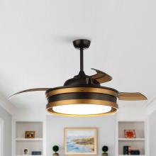 Eileen Grays LLC F4612-SMART - Parrot Uncle 52" Black Smart Retractable LED Ceiling Fan, Works with Google Home/Alexa/Tuya, Mod