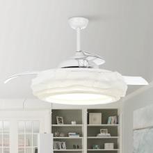 Eileen Grays LLC F4615-SMART - Parrot Uncle 52" White Caged Retractable Smart Ceiling Fan, Work with Alexa/Google/Siri/Tuya, Mo