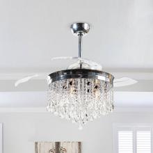 Eileen Grays LLC F4706QQ110V - Parrot Uncle 42" Indoor Downrod Mount Retractable Chrome Ceiling Fan Chandelier, Modern