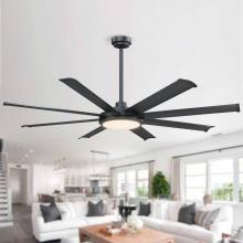 Eileen Grays LLC F6105110V - Parrot Uncle 60" Matte Black Downrod Mount LED Ceiling Fan with Light and Remote Control, Modern