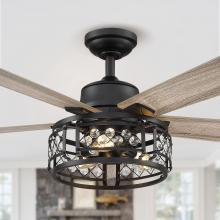 Eileen Grays LLC F6106110V - Parrot Uncle 52 in. Oil Rubbed Bronze Indoor Crystal Ceiling Fan, Industrial