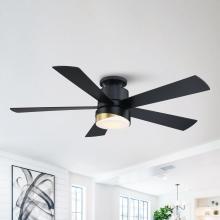 Eileen Grays LLC F6115-SMART - Parrot Uncle 52" Black Integrated LED Flush Mount Smart Ceiling Fan with Alexa & Google Home, Mo