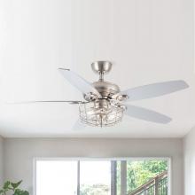 Eileen Grays LLC F6236Q110V - Parrot Uncle 52" Brushed Nickel Indoor Reversible AC Motor Ceiling Fan with Remote, Modern