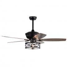 Eileen Grays LLC F6277Q110V - Parrot Uncle 52" Matte Black Indoor Glass Ceiling Fan with Light Kit and Remote Control, Farmhou