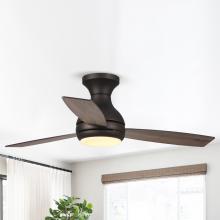 Eileen Grays LLC F6297Q110V - Parrot Uncle 48" Oil-rubbed Bronze Flush Mount Integrated LED Ceiling Fan, Modern