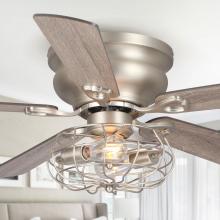 Eileen Grays LLC F6310Q110V - Parrot Uncle 48" Nickel Metal Cage Flush Mount Ceiling Fan, Modern