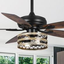 Eileen Grays LLC F6319-SMART - Parrot Uncle 52" Black Indoor LED Smart Ceiling Fan with Light and Remote, Farmhouse