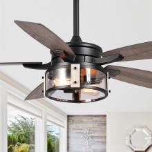 Eileen Grays LLC F6331110V - Parrot Uncle 52" Matte Black Indoor Ceiling Fan with Remote and Light Kit, Industrial