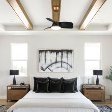 Eileen Grays LLC F6335110V - Parrot Uncle 28" Brass/ Black Integrated LED Ceiling Fan with Light and Remote Control, Modern