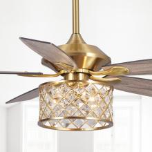 Eileen Grays LLC F6338MSQ110V - Parrot Uncle 52" Gold Indoor 3-Light Downrod Mount Chandelier Ceiling Fan, Modern